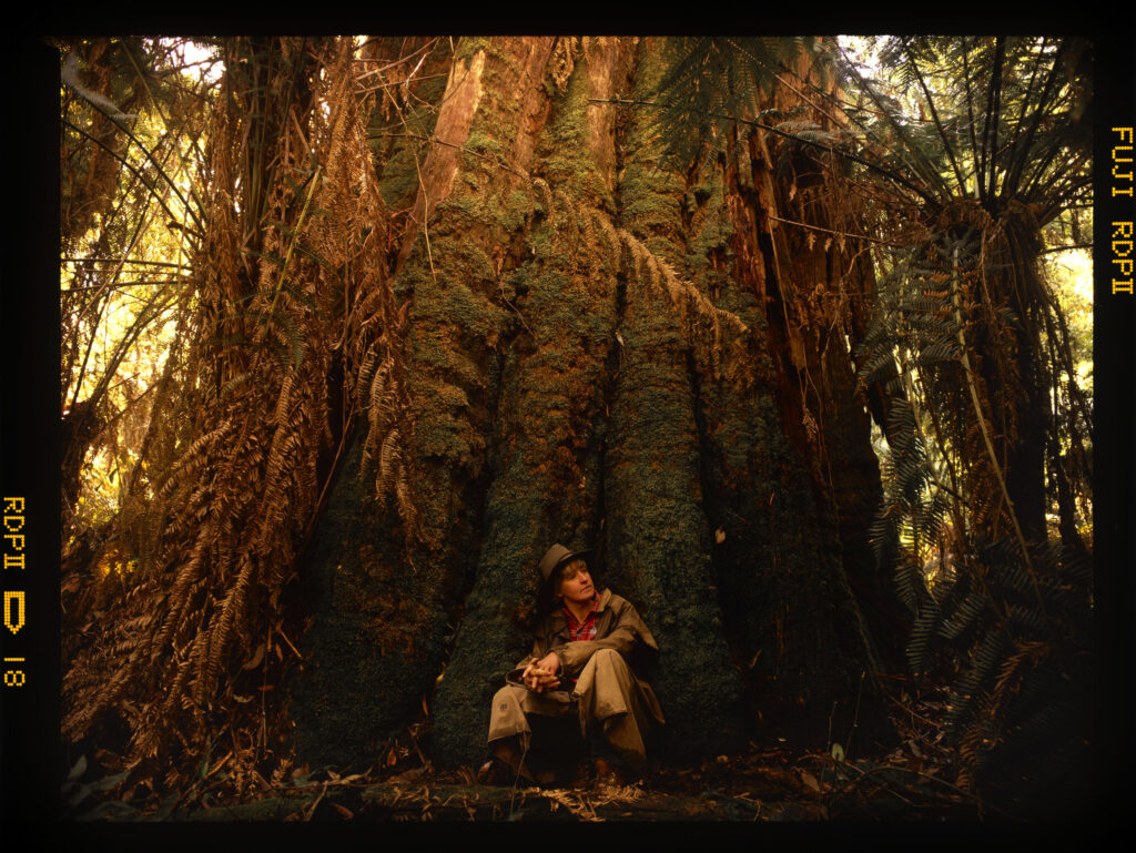 Jill Redwood with a tree, 1997