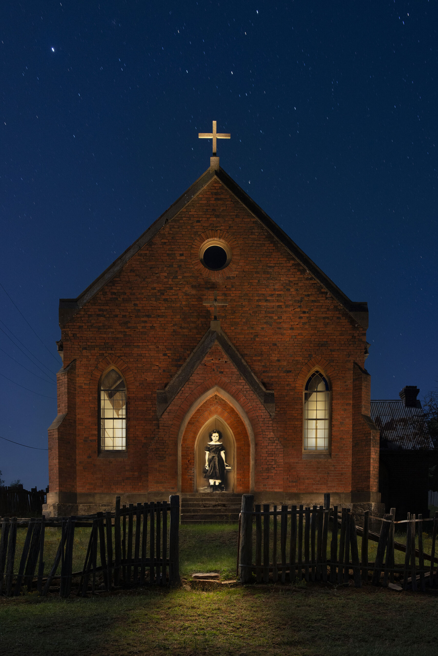 Historic Holtermann imagery projected after dark, 2018